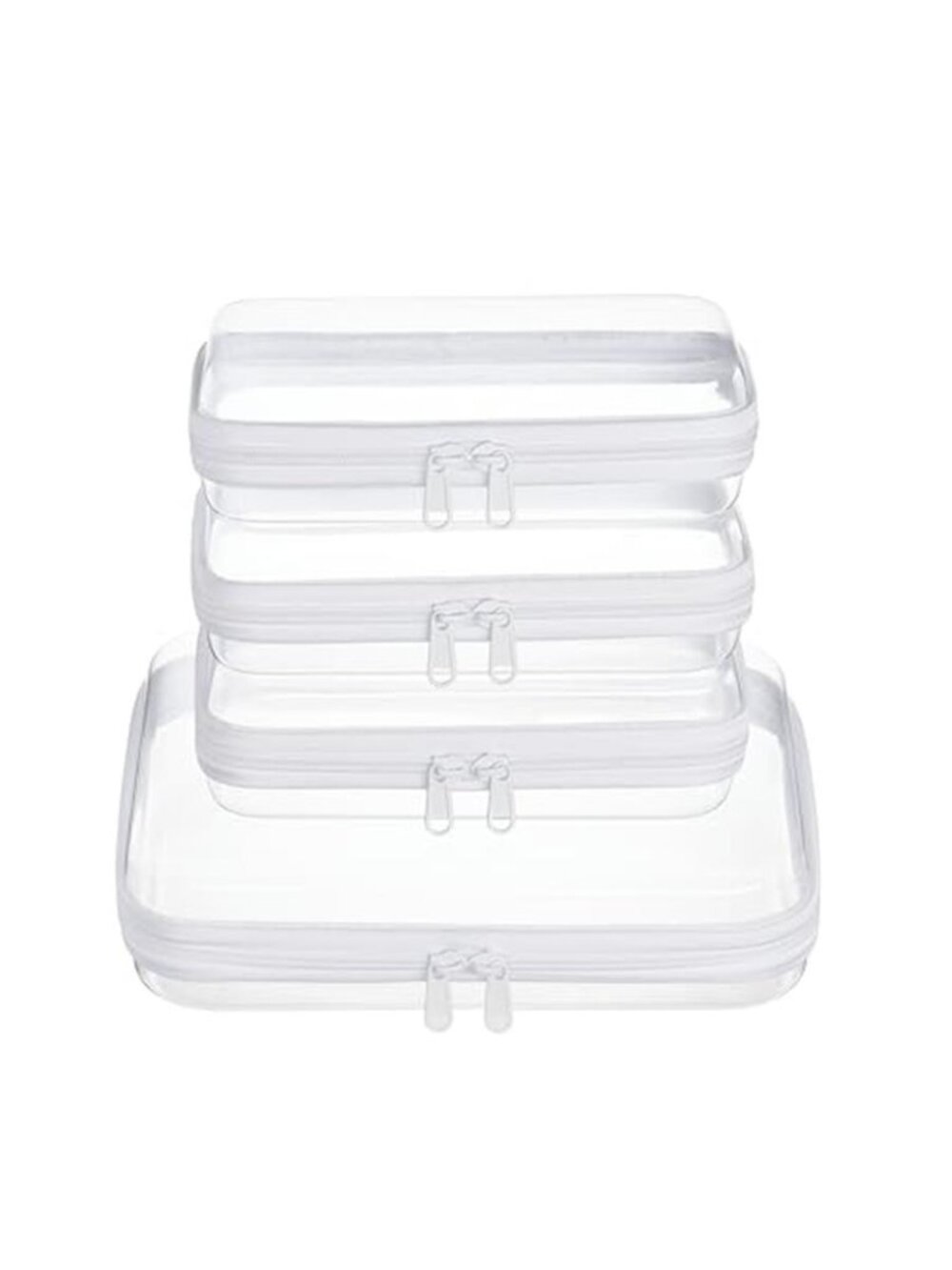 Clear Hard Shell Zipper Pouches 4pc Travel Toiletry Bag Cosmetic Organizer Set